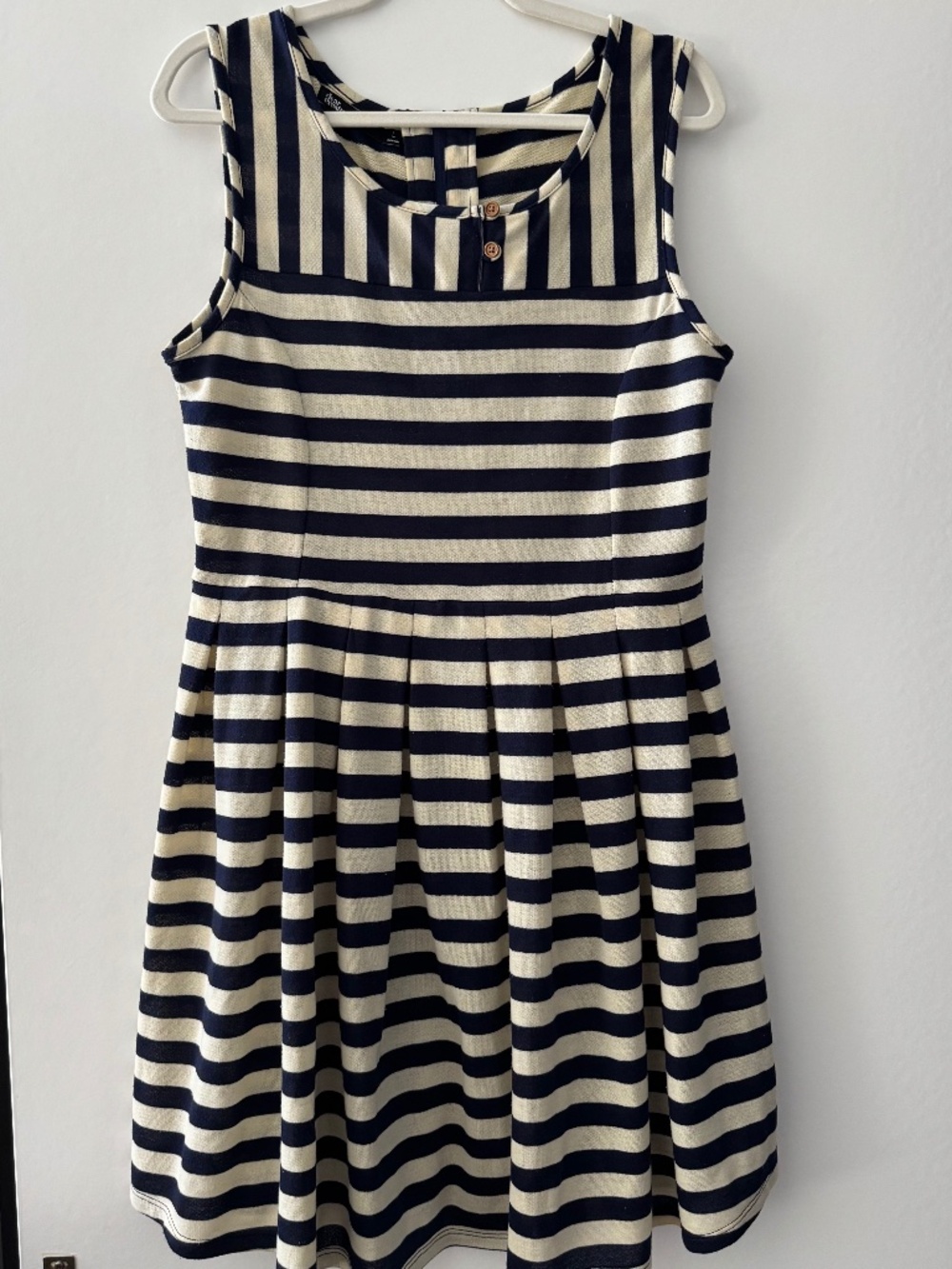 Dear Creatures Navy Cream Striped Fit & Flare Dress Size L